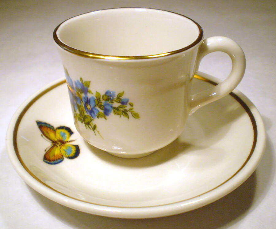Papillion Footed Demitasse Cup & Saucer Set by Shenango-1