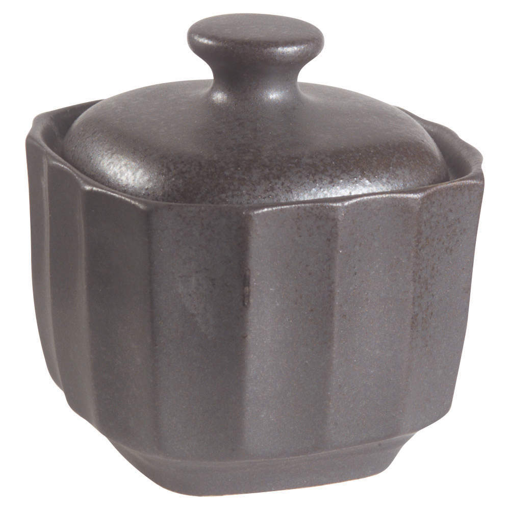 Contrast Charcoal Sugar Bowl & Lid by Sango-1