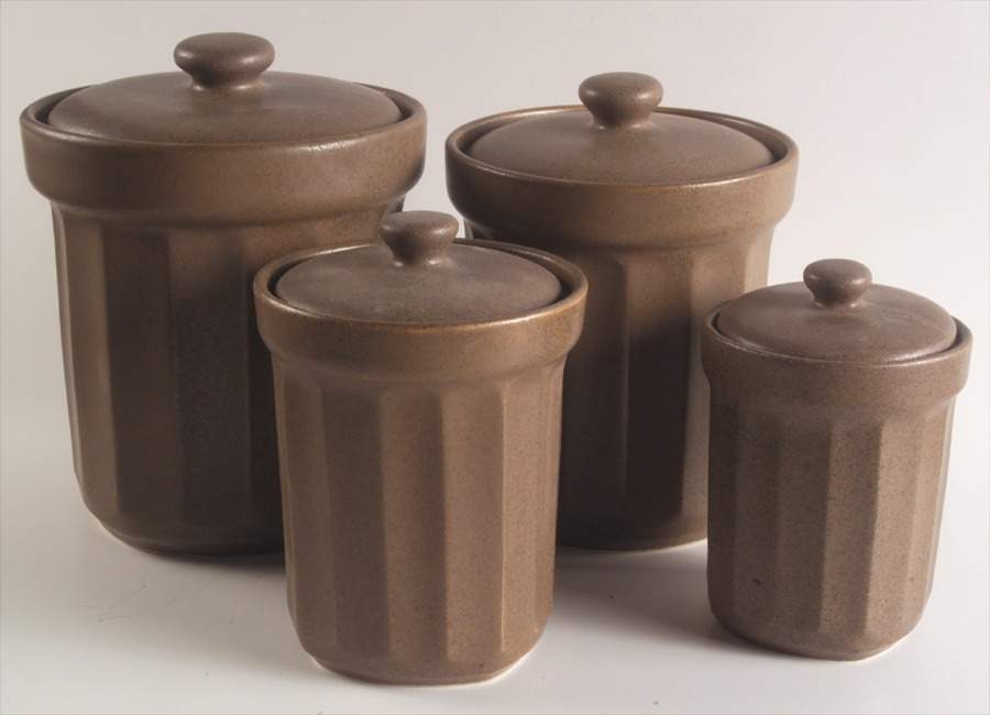 Contrast Brown (4 Piece) Canister Set (Box Set) by Sango-1