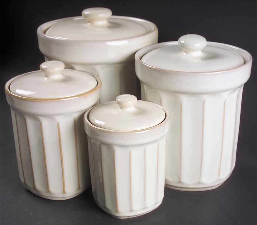 Society White (4 Piece) Canister Set (Box Set) by Sango-1