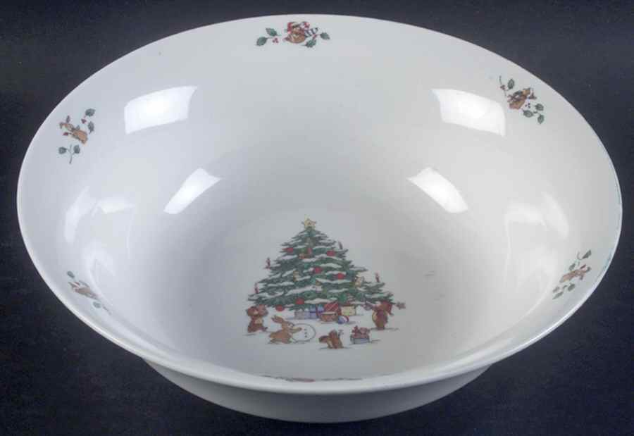 Whimsical Christmas (Swirl, Gold Trim) 9" Round Vegetable Bowl by Salem-1
