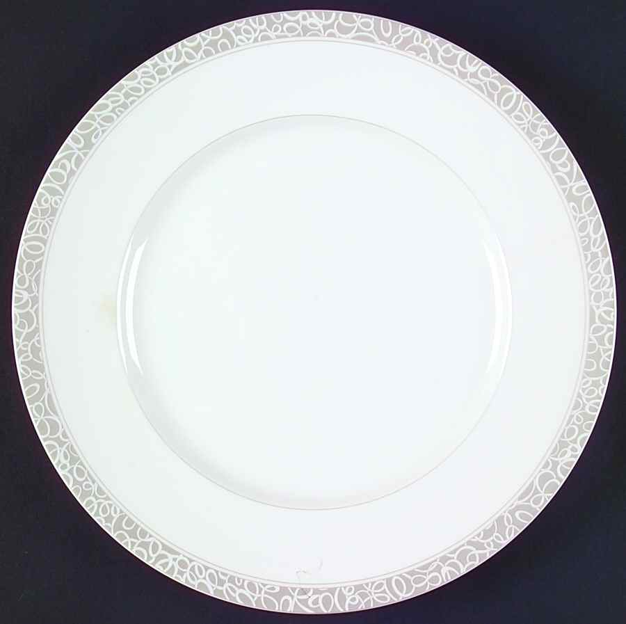 Silver Script Dinner Plate by Sasaki-1