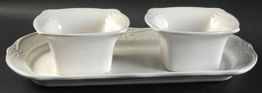 Gallery Collection White 15" Rectangular Platter & 2 Dip Bowls by Southern Living-1