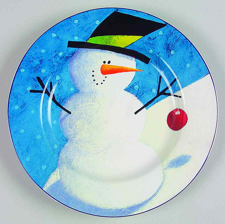 Cherry Snowman (Rim) Salad Plate by Sakura-1