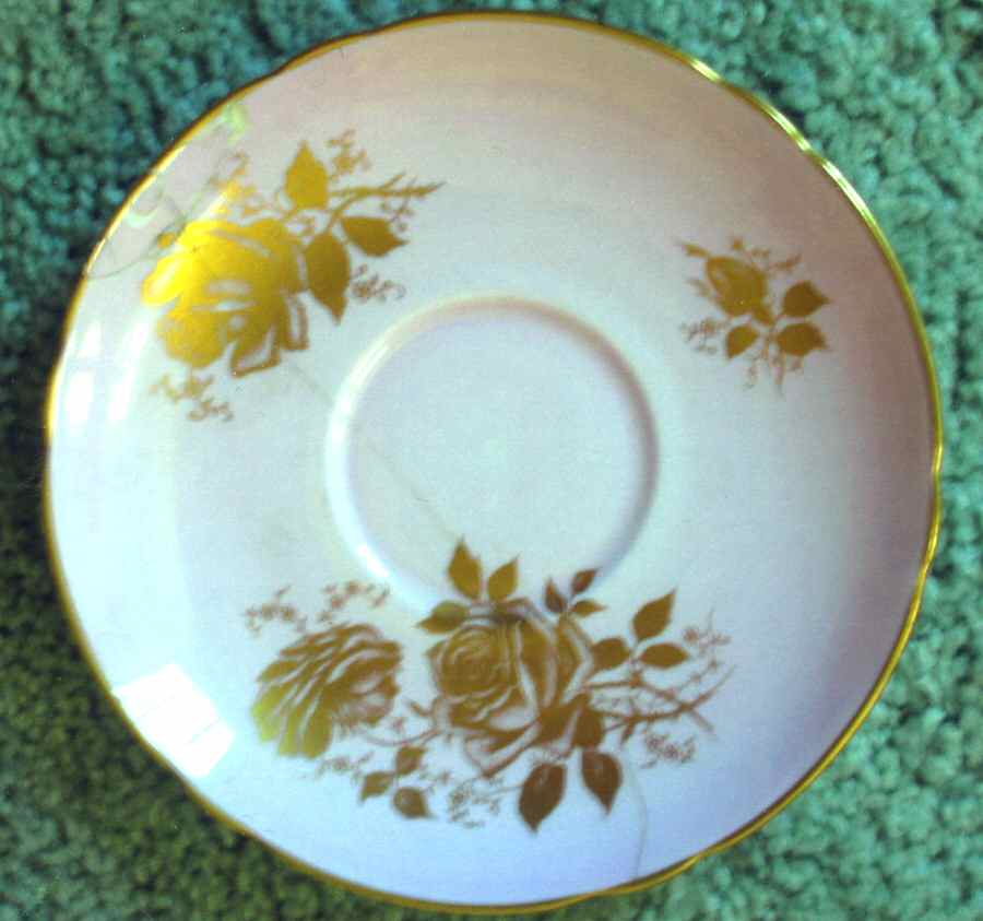 Gold Rose Lilac Saucer by Shelley-1