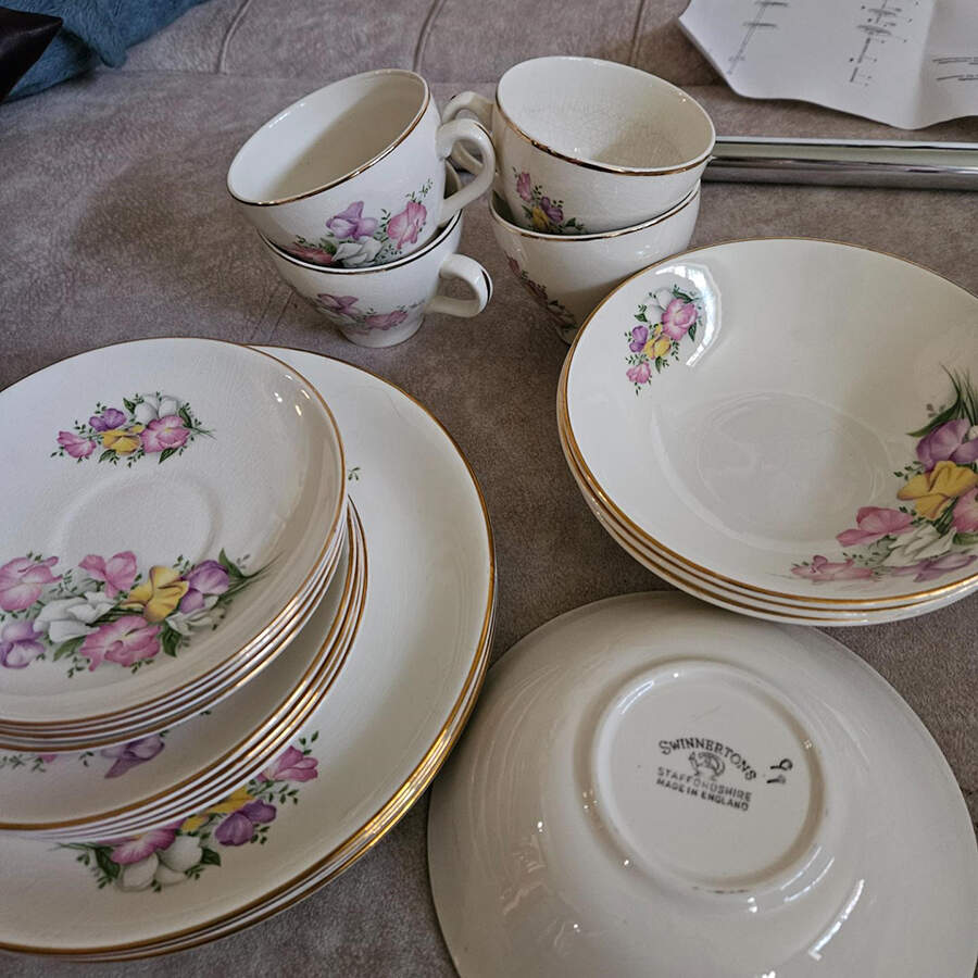 Sweet Pea Footed Cup & Saucer Set by Swinnertons-1