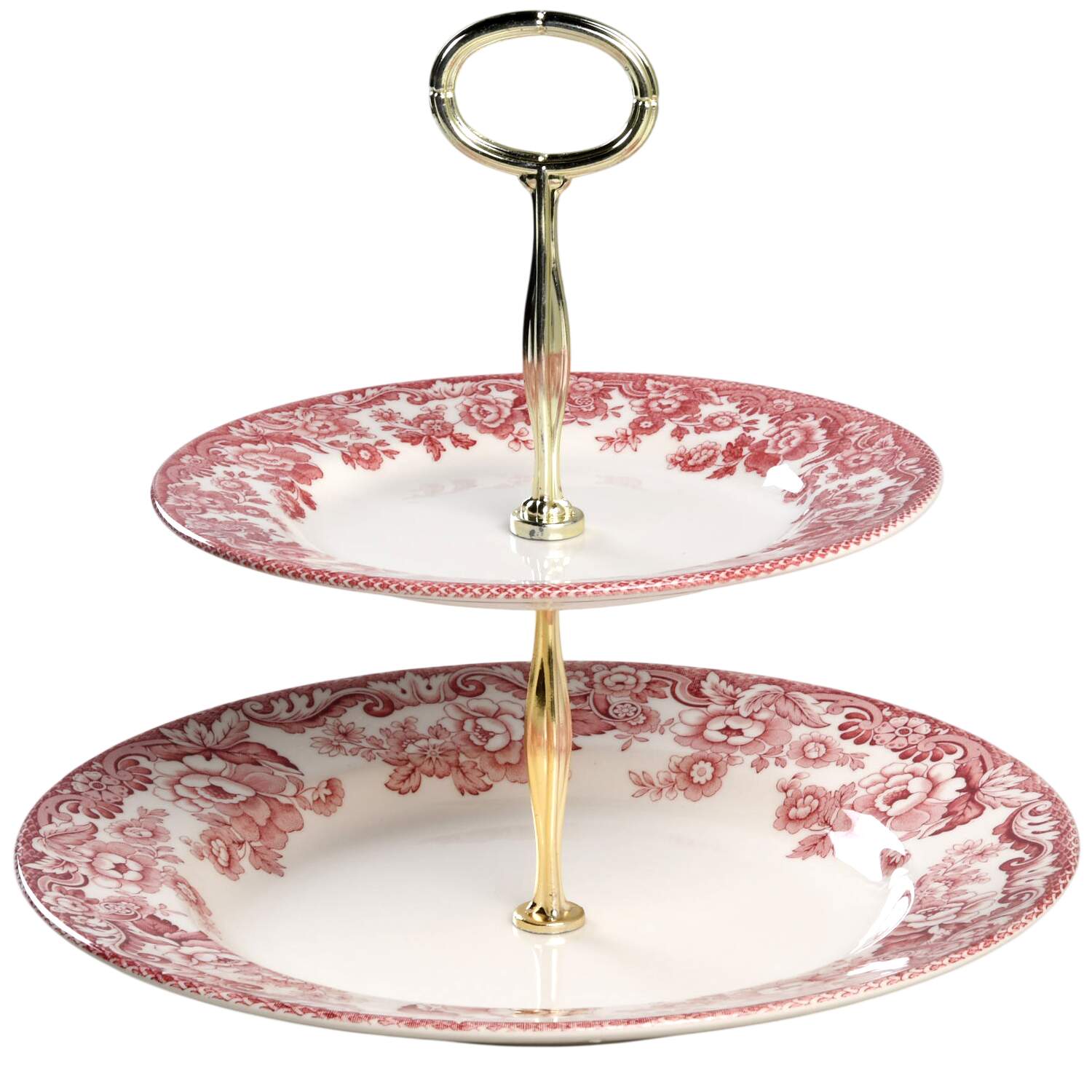 Delamere Cranberry 6 5/8"-10"  2 Tiered Serving Tray (Dp, Sp) HC by Spode-1