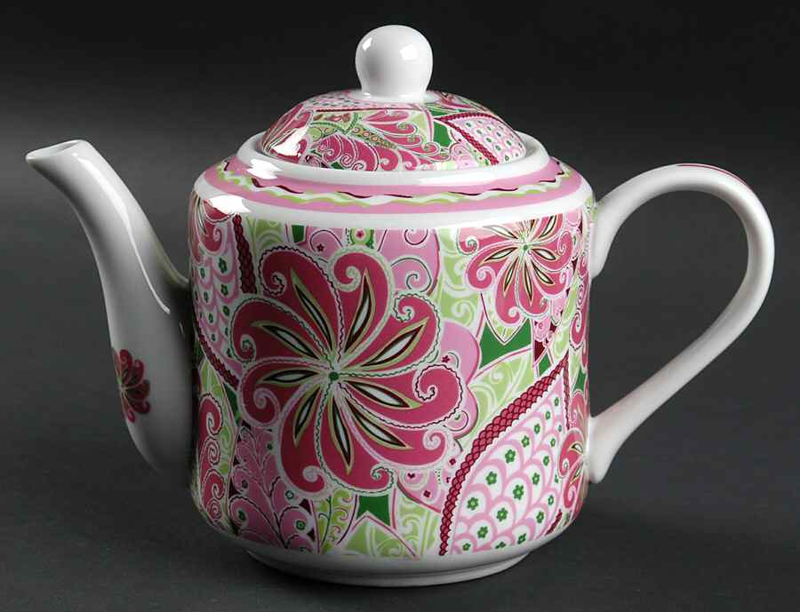 Pinwheel Pink Teapot & Lid by Sadek-1