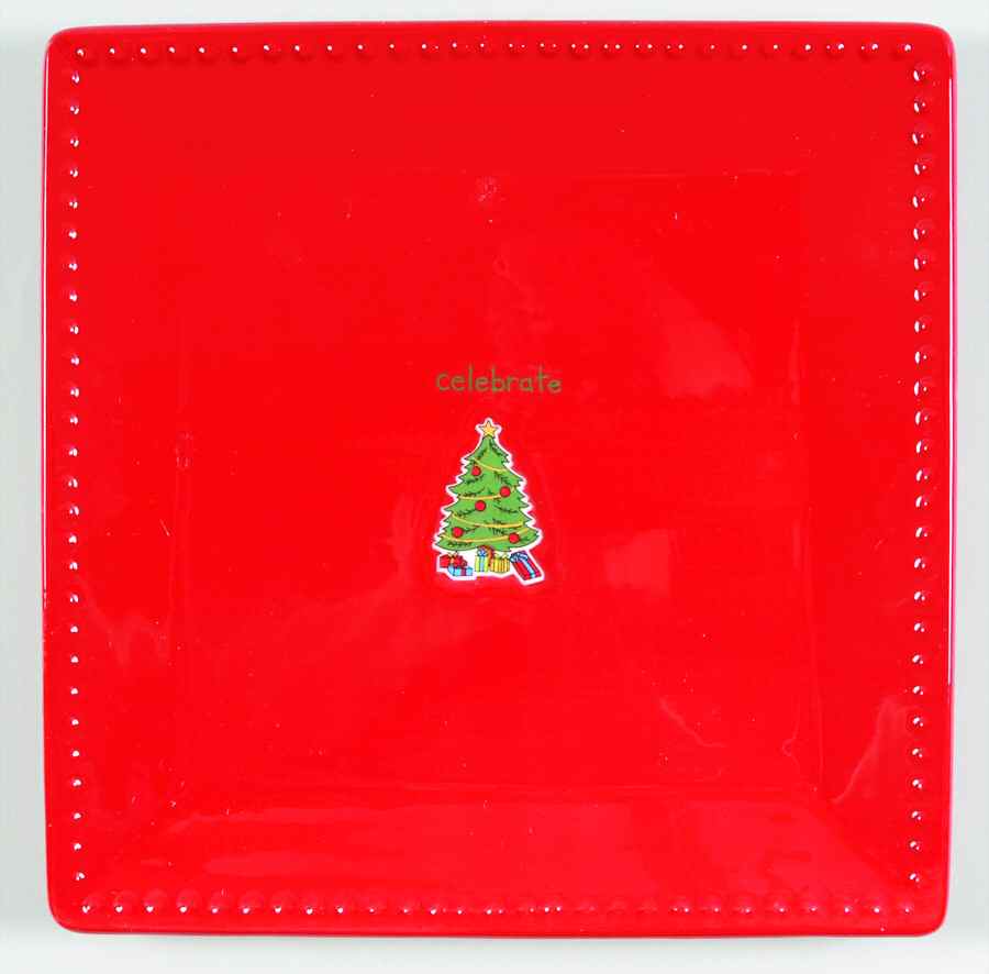 Jingle Bells Square Salad Plate by St Nicholas Square-1