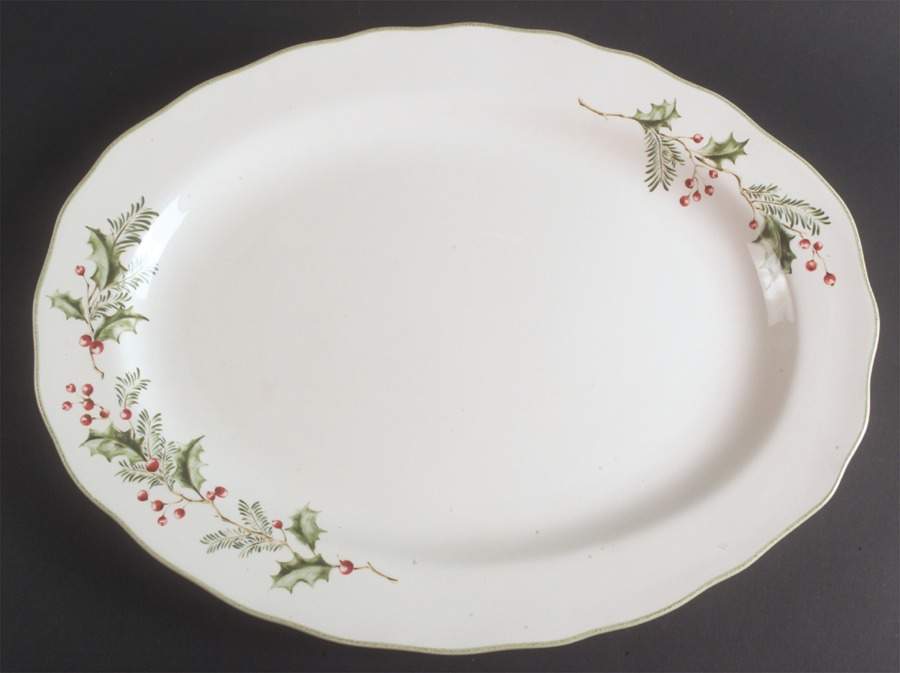 Holly Berry 18" Oval Serving Platter by St Nicholas Square-1