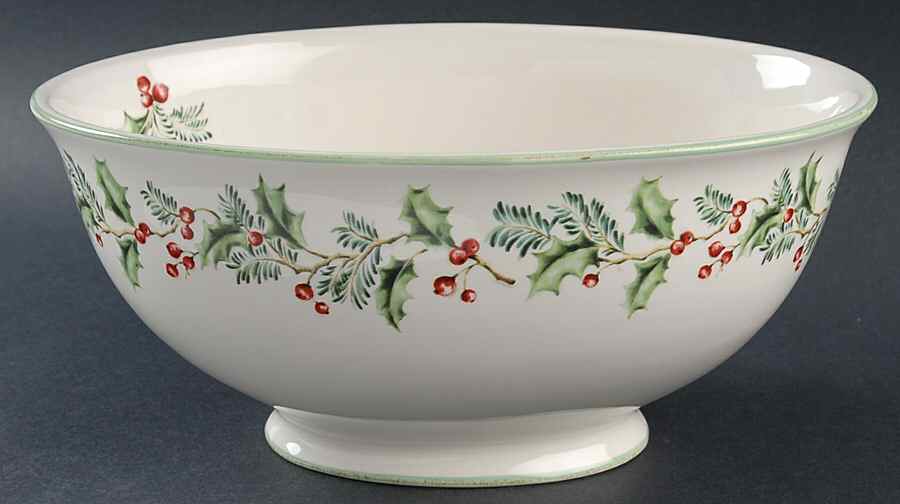 Holly Berry 11" Oval Salad Serving Bowl by St Nicholas Square-1