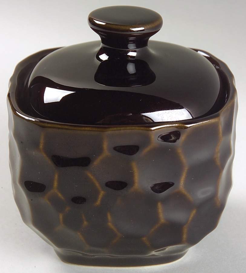Continental Black Sugar Bowl & Lid by Sango-1
