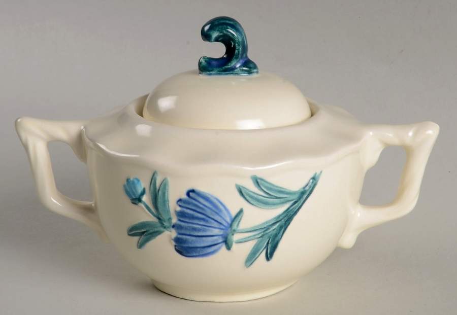 Dahlia (White Bottom) Sugar Bowl & Lid by Stangl-1
