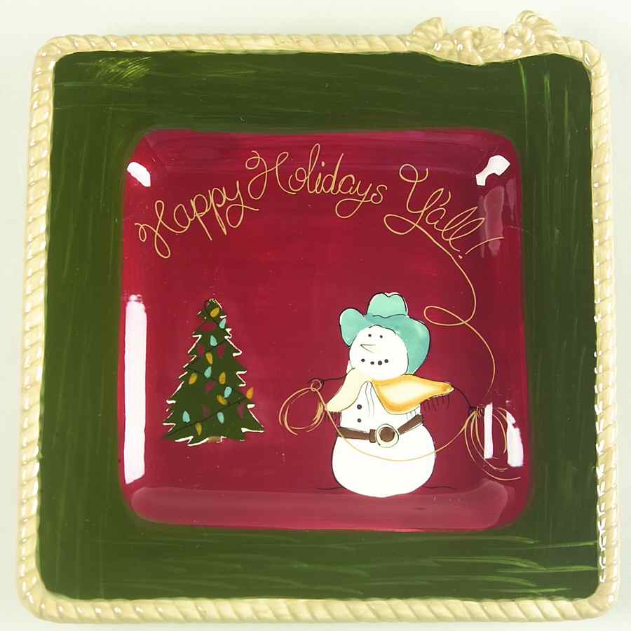 Happy Trails Holiday Square Salad Plate by St Nicholas Square-1