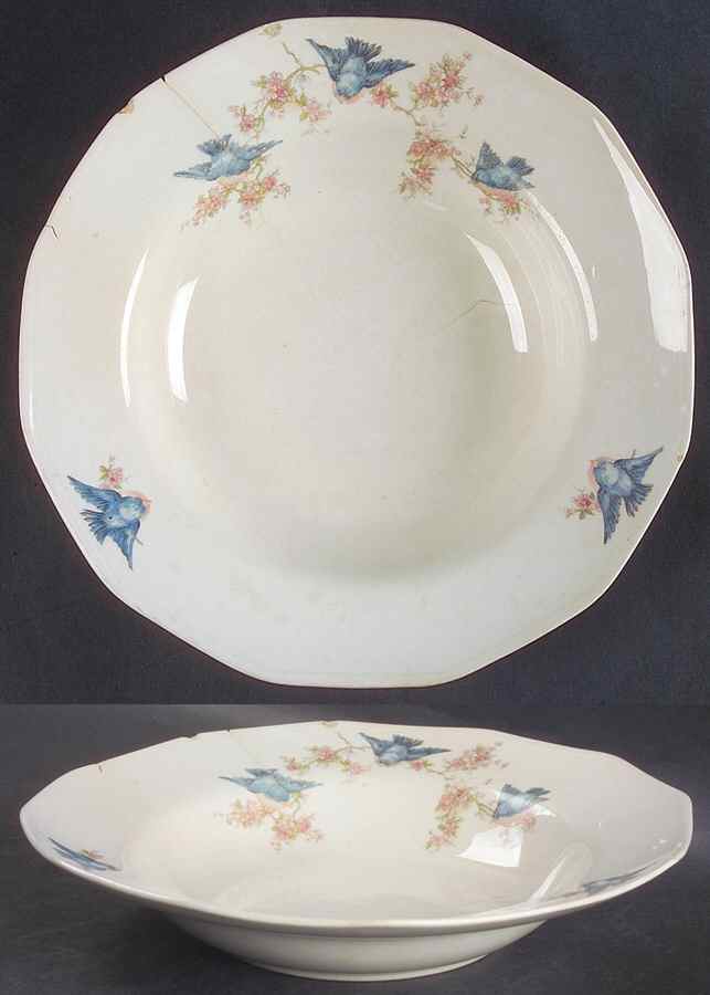 Blue Bird Rim Soup Bowl by Salem-1