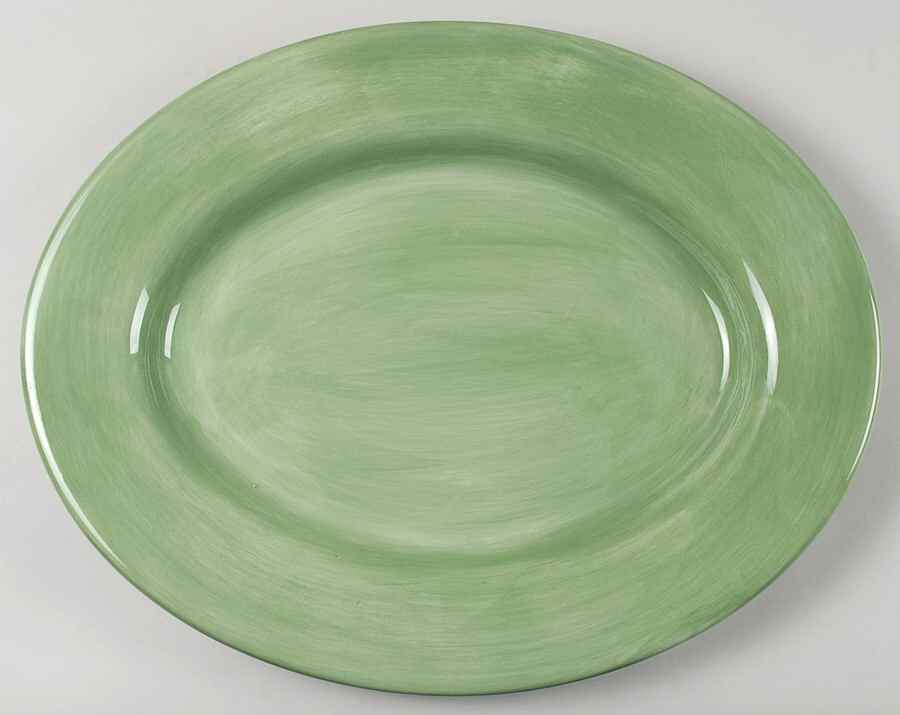 Salute Sage Green 18" Oval Serving Platter by Tabletops Unlimited-1