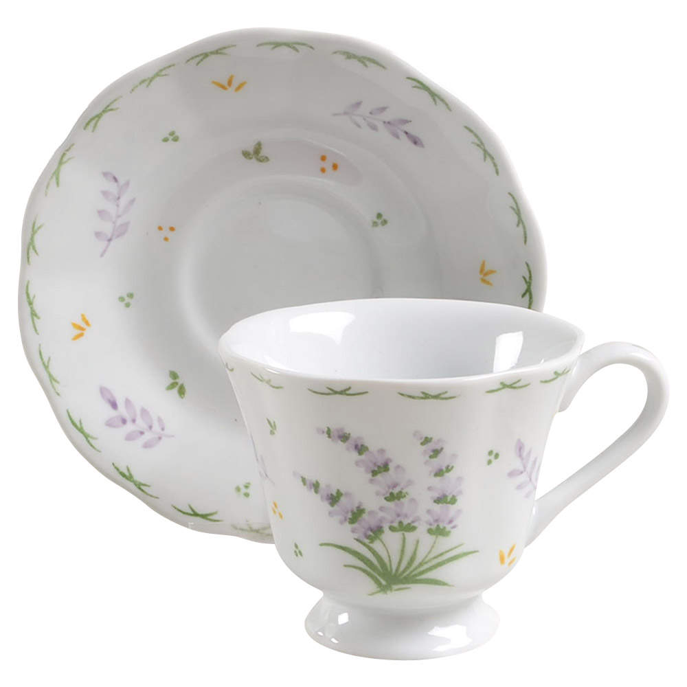 Lavender Footed Cup & Saucer Set by Sadek-1