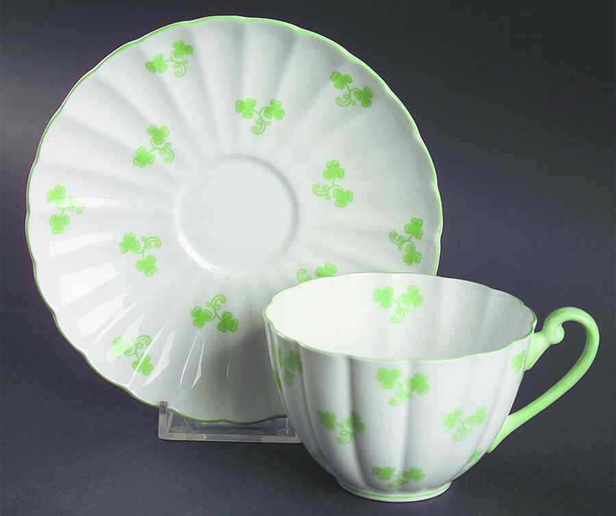 Shamrock (Ludlow) Flat Cup & Saucer Set by Shelley-1