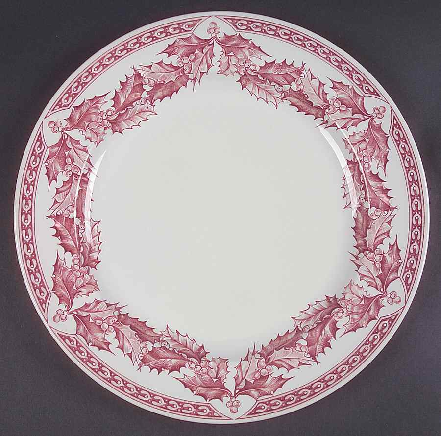 Holly Wreath Red 12" Round Buffet Plate by Spode-1