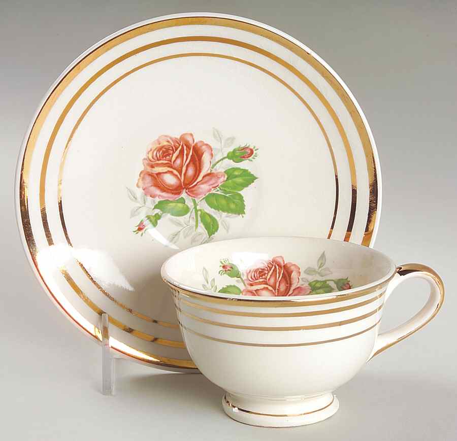 Mt Vernon Footed Cup & Saucer Set by Salem-1
