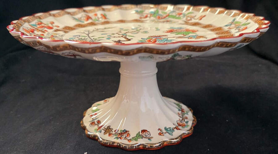 Indian Tree (Turquoise, Green, Rust, Scallop) Round Compote (Height X Width) by Spode-1