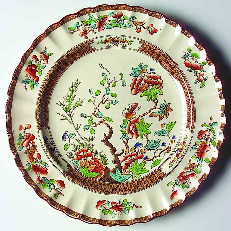 Indian Tree (Turquoise, Green, Rust, Scallop) Dinner Plate by Spode-1
