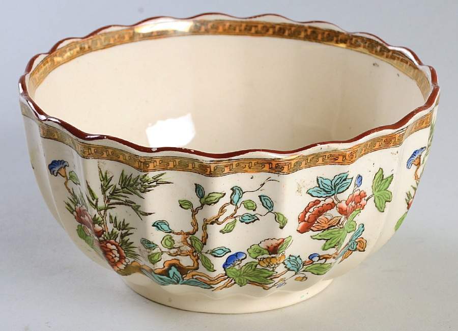 Indian Tree (Turquoise, Green, Rust, Scallop) Cranberry Bowl by Spode-1