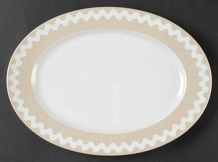 Rick Rack Khaki 12" Oval Serving Platter by Sabre-1
