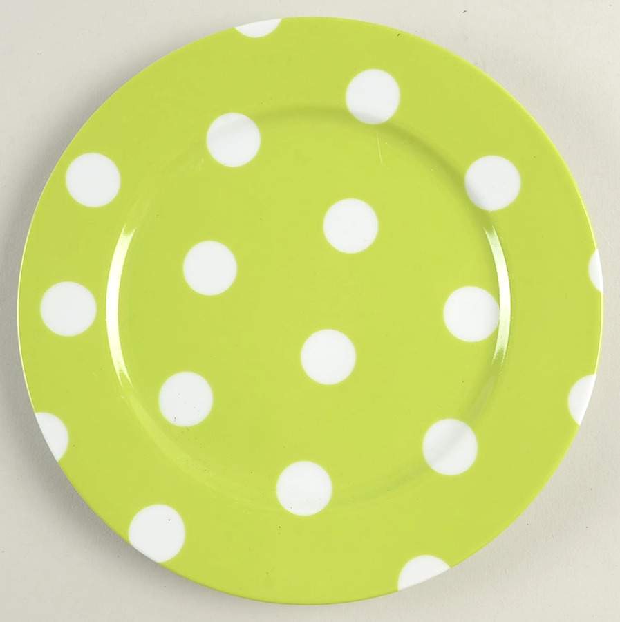 White Dots Lime Green Salad/Dessert Plate by Sabre-1