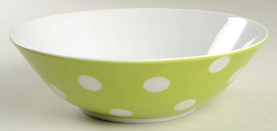 White Dots Lime Green 10" Large Salad Serving Bowl by Sabre-1