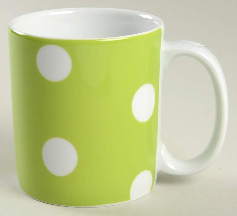 White Dots Lime Green Mug by Sabre-1