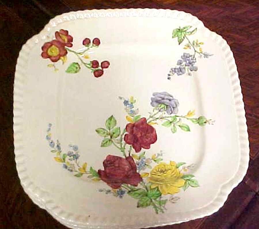 Tea Rose (Gadroon Shape, C2105) Square Salad Plate by Spode-1