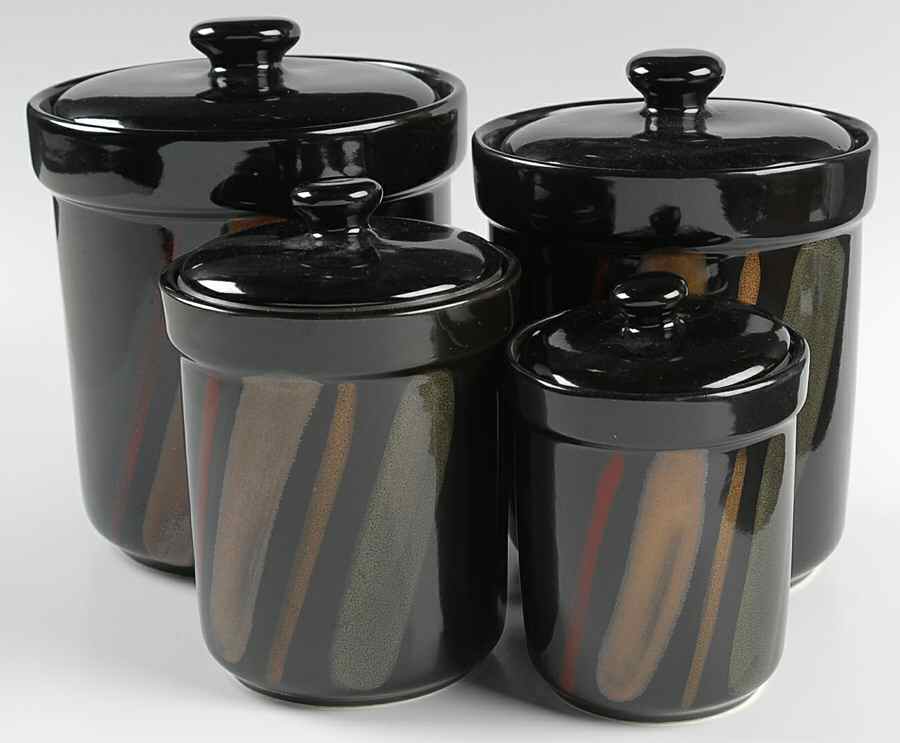 Avanti Black (4 Piece) Canister Set (Box Set) by Sango-1