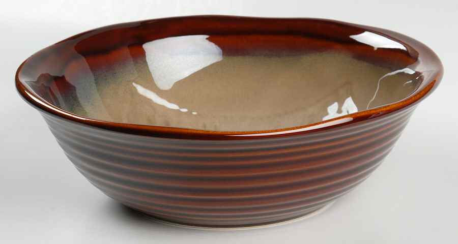 Fusion Brown 9" Round Vegetable Bowl by Sango-1