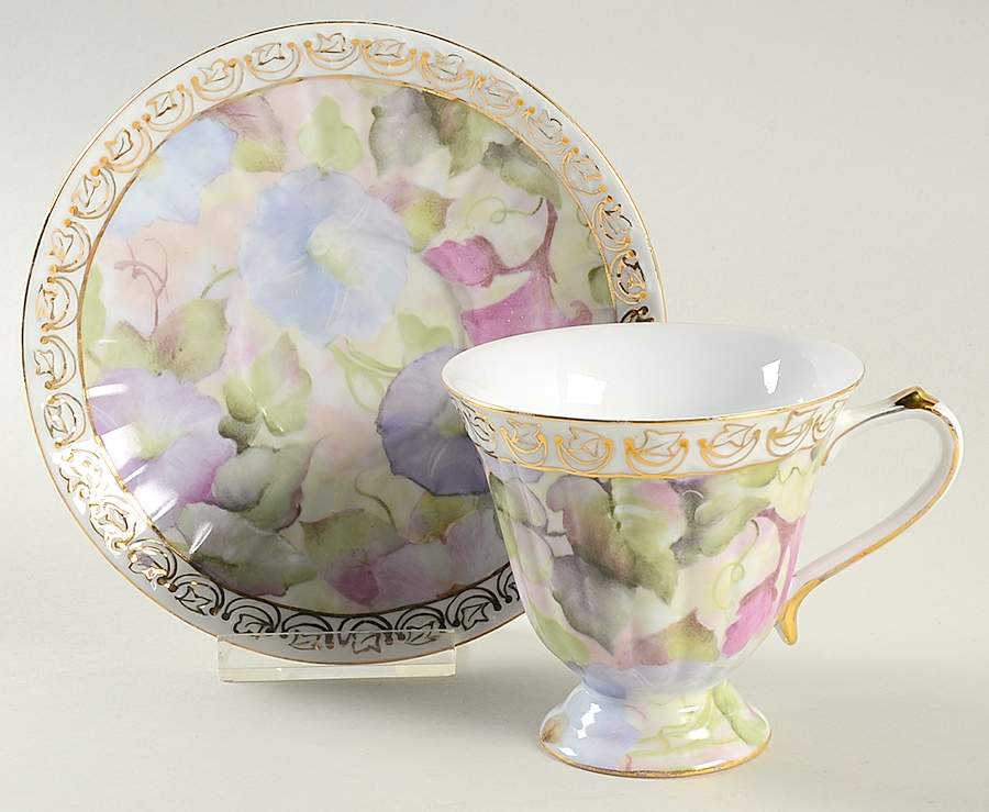 Morning Glory Footed Cup & Saucer Set by Skye Mcghie-1