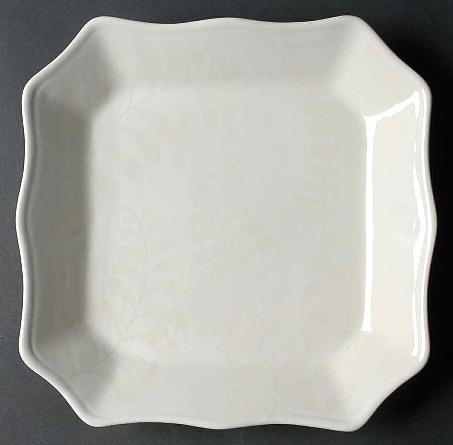 Leaves Cream Square Dinner Plate by Sadek-1