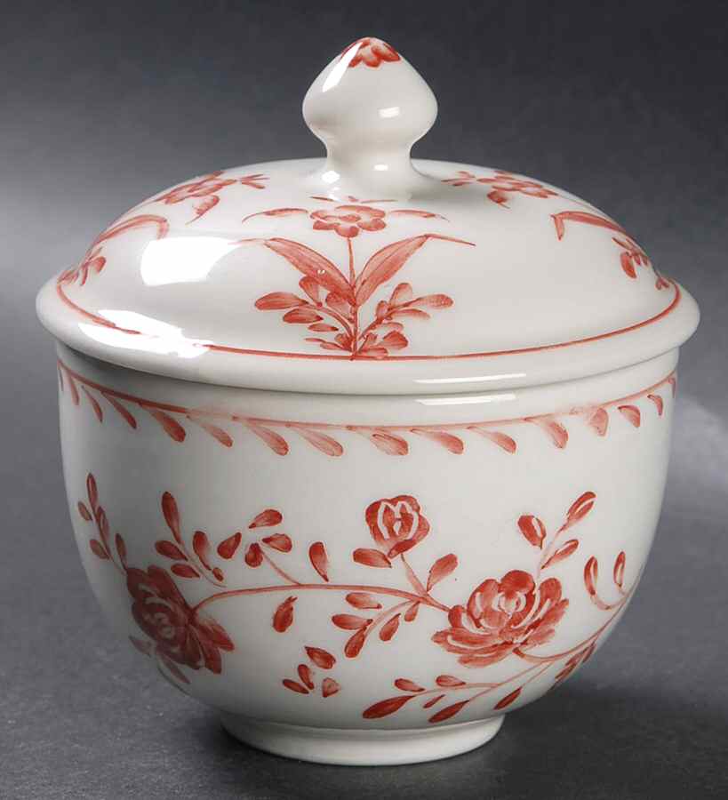 Tea Time Red Sugar Bowl & Lid by Sadek-1