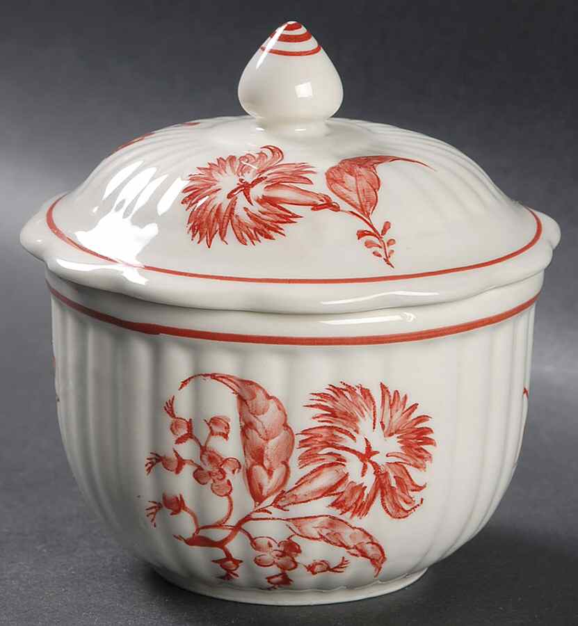Tea Time Red Sugar Bowl & Lid by Sadek-1