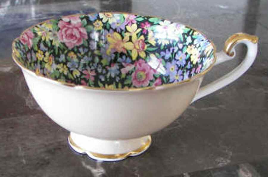 Black Chintz Footed Cup by Shelley-1