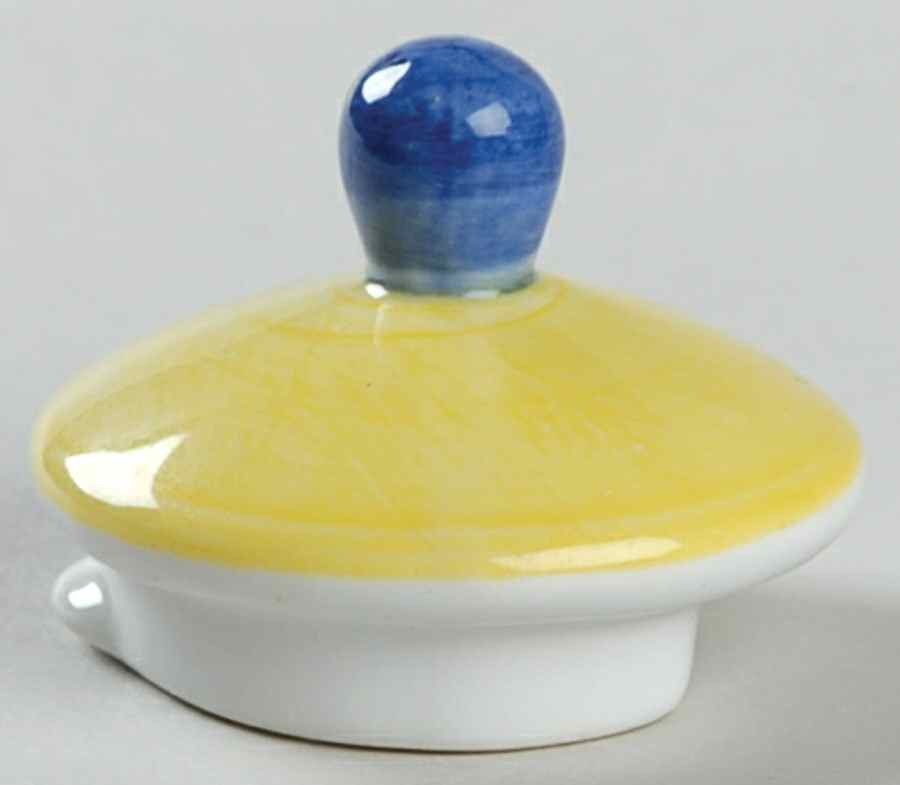 Forget Me Not & Yellow Plaid Teapot Lid for Individual Teapot with Cup by Sadek-1