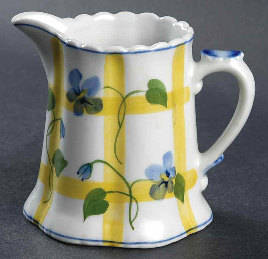 Forget Me Not & Yellow Plaid Creamer by Sadek-1