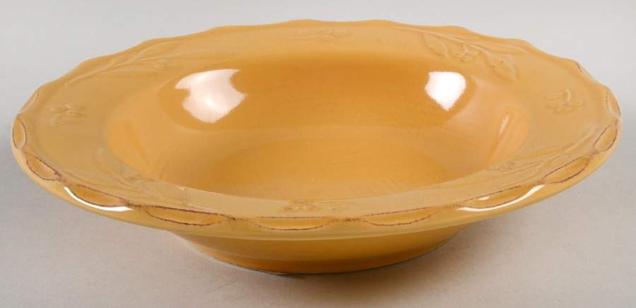Bella Yellow (Mustard) Large Rim Soup Bowl by Swiss Colony-1
