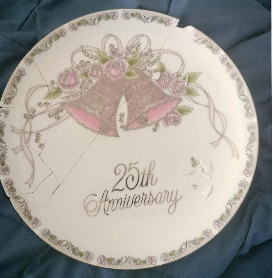 Silver 25th Anniversary Dinner Plate by Saji-1