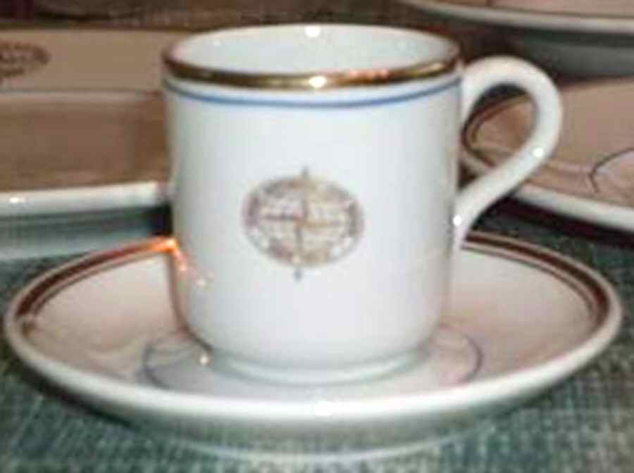 First National City Bank Flat Demitasse Cup & Saucer Set by Shenango-1