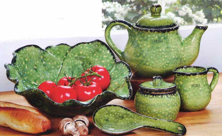 Country Home Green Apple Teapot & Lid by Saparna-1