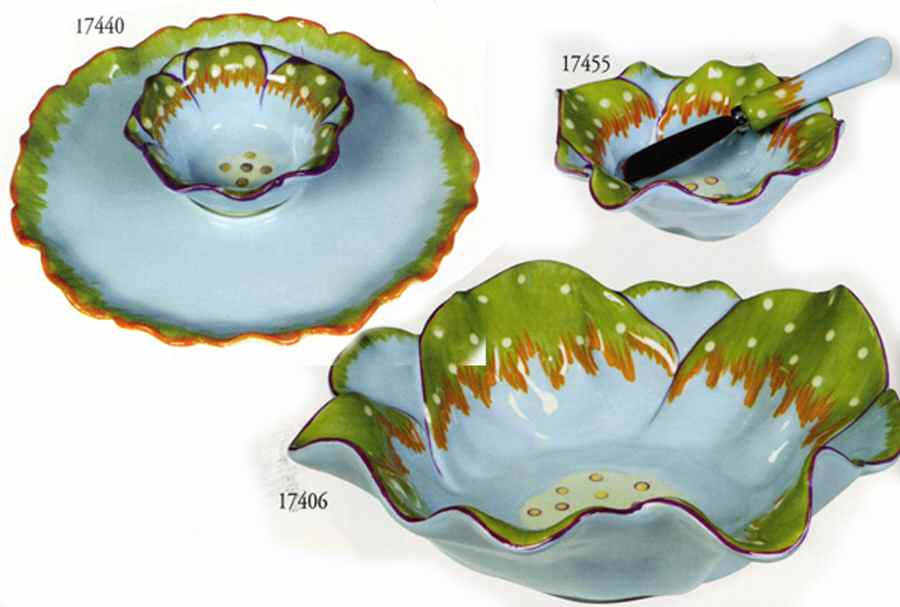 Mirabella (Blue Mint Green) 13" Large Salad Serving Bowl by Saparna-1