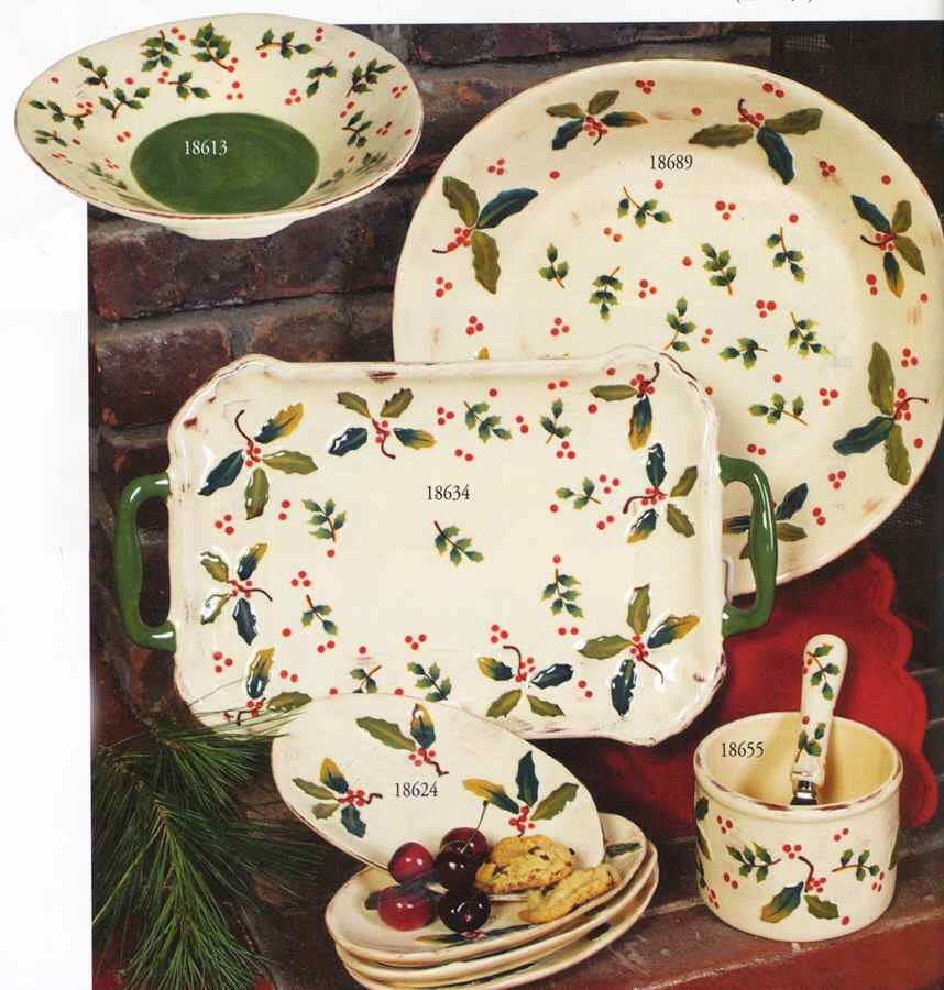 Holly and Berries 13" Pasta Serving Bowl by Saparna-1