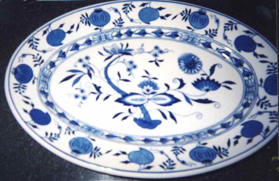 Blue Onion 12" Oval Serving Platter by Sterling China (USA)-1