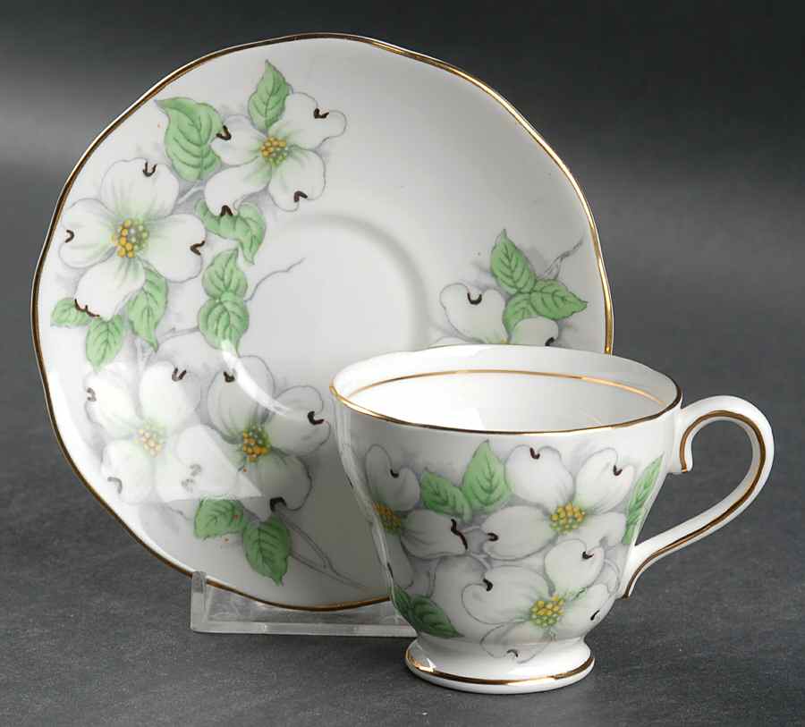 American Dogwood Footed Demitasse Cup & Saucer Set by Salisbury-1