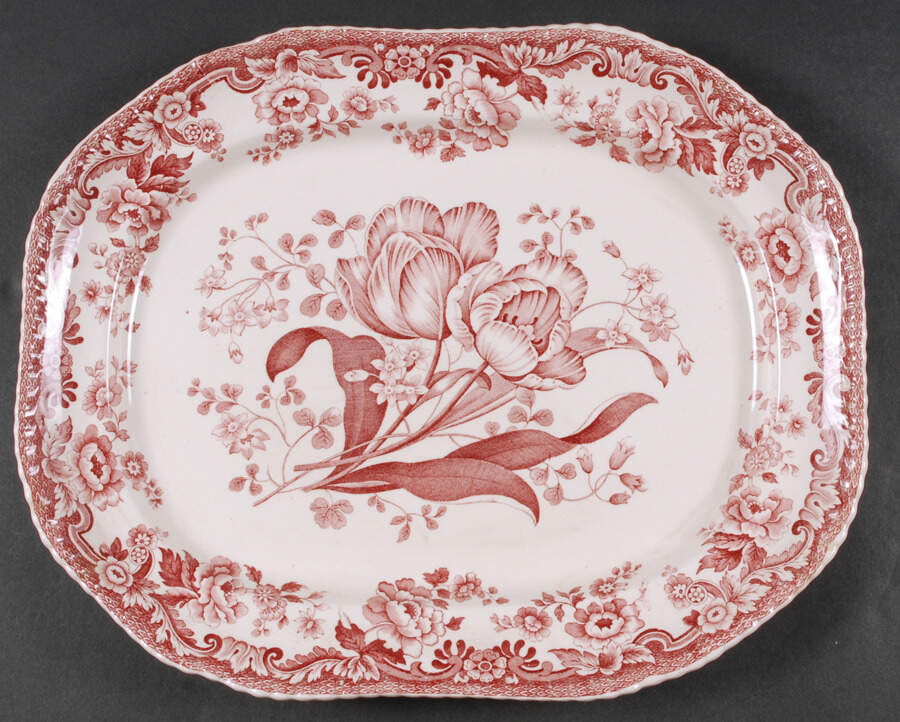 SP327 (Gadroon Shape) 14" Oval Serving Platter by Spode-1